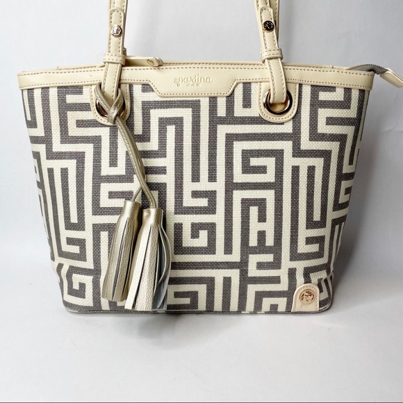 NWOT Spartina 449 Greek Key Island Linen Tote - Picture 13 of 15